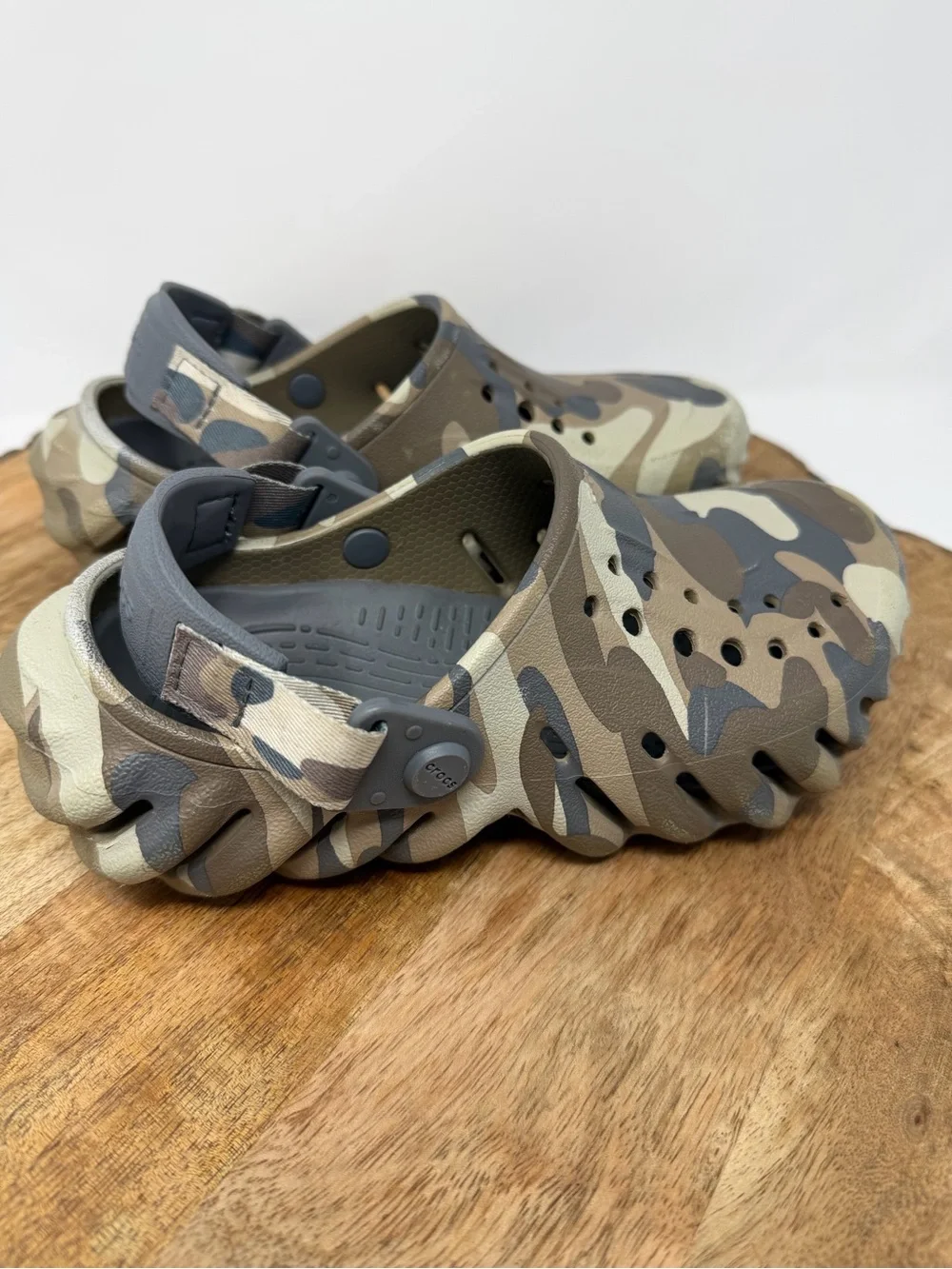 CROCS Echo Camo Redux Clogs Chunky Charcoal Camo Color way Slingback